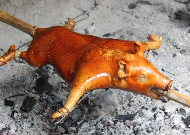 Lợn nướng Tây Bắc: đây là món đặc sản chỉ có ở miền Tây Bắc. Lợn nướng nguyên con này được làm từ loại lợn sữa tầm 25-30kg trở xuống. Ảnh: Hog Roast.