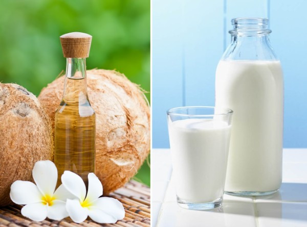 Dầu dừa và sữa tươi là hai người bạn đồng hành không thể thiếu của Lan Khuê vào mỗi buổi tối. Trước khi đi ngủ, người đẹp thường dành ra một khoảng thời gian để massege da mặt với những sản phẩm tự nhiên này. Ảnh: Kieu.com