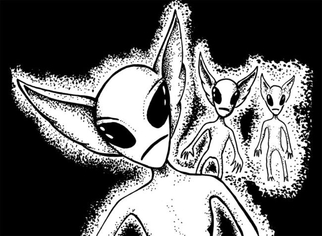 4. Chủng tộc ngoài hành tinh Hopkinsville Goblins. Năm 1955, một trang trại nhỏ ở Kentucky, Mỹ đã bị tàn phá bởi những con quỷ có đôi tai nhọn, dài, đôi mắt to gần chiếm hết khuôn mặt và thân hình nhỏ, lanh lẹ. Chúng dường như không hề bị ảnh hưởng bởi súng đạn, vũ khí của con người. Được cho là một chủng tộc người ngoài hành tinh đáp nhầm xuống Trái đất, sau đó chúng biến mất không dấu vết.