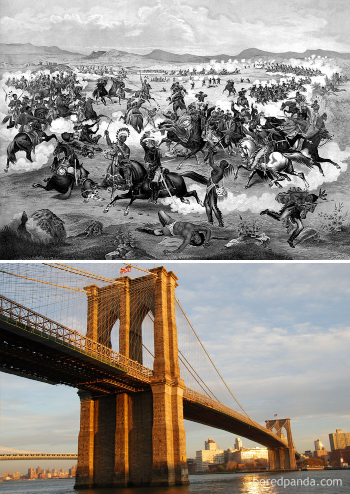 Cầu Brooklyn được xây dựng trong thời điểm trận Little Bighorn diễn ra khốc liệt ở Mỹ năm 1876.