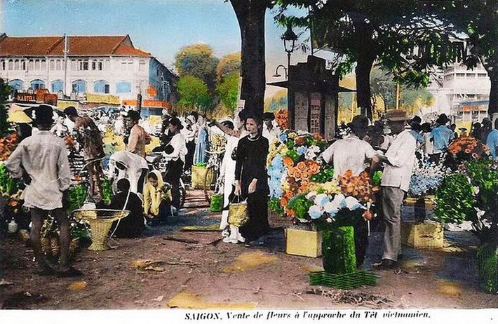 Chợ hoa Sài Gòn xưa.
