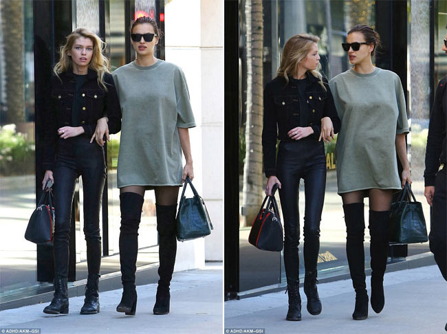 Bụng bầu của Irina Shayk nhìn rõ nhất khi cô chụp trực diện. (Ảnh: AKM-GSI)