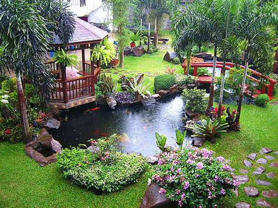 Tiểu cảnh nước là một cách trang trí sân vườn rất độc đáo và ấn tượng.