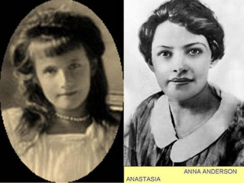Trong số này, đánh chú ý là trường hợp của Anna Anderson (phải ảnh). Vào năm 1920, Anderson tuyên bố mình chính là Công chúa Alias Anastasia (trái ảnh) - con gái út của Sa hoàng Nicholas không rõ tung tích.