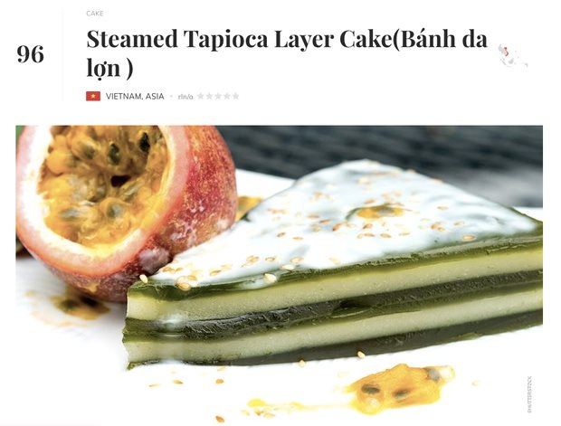 Trong danh sách 100 món bánh ngọt ngon nhất toàn cầu năm 2021 (xét theo độ phổ biến), Tasteatlas liệt kê một đại diện đến từ Việt Nam, đó là món bánh da lợn.