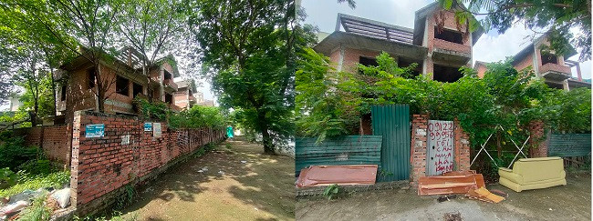 Tuy nhiên, khu biệt thự tiền tỷ mới được xây thô tại Khu đô thị mới Cầu Bươu nhiều năm nay bị bỏ hoang, xung quanh bị cây xanh, cỏ dại “chôn vùi” vì không có người ở.