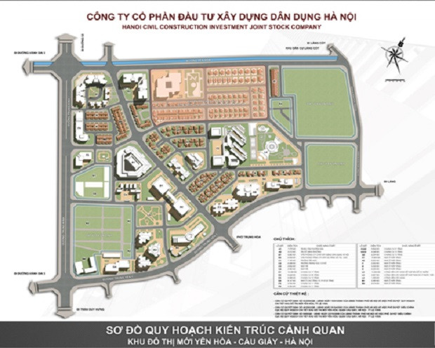 Khu đô thị mới Yên Hoà thuộc địa bàn phường Yên Hòa, quận Cầu Giấy, nằm ở phía Tây Nam thành phố Hà Nội; chủ đầu tư là Công ty CP Đầu tư Xây dựng Dân dụng Hà Nội (công ty thành viên của Tổng công ty Đầu tư Phát triển hạ tầng đô thị UDIC). Ảnh: Phối cảnh dự án.