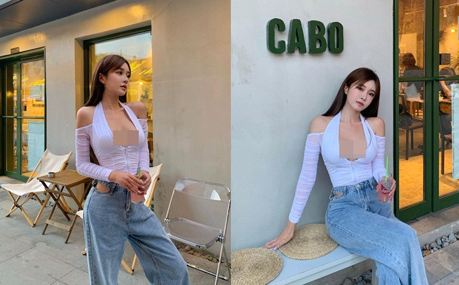 Katherine Han gây ấn tượng với diện mạo xinh đẹp, vóc dáng cân đối cùng gu ăn mặc gợi cảm.