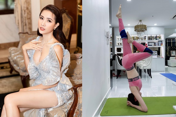 Hoa hậu Phan Thị Mơ sở hữu số đo 3 vòng ấn tượng: 90 - 57- 100cm cùng chiều cao 1,74m. Thường ngày, cô nàng duy trì tập yoga với huấn luyện viên để giữ vóc dáng gợi cảm.