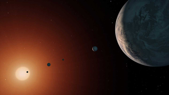 Theo các nhà khoa học, mật độ vật chất tại 7 hành tinh trong hệ sao TRAPPIST-1 ngang ngửa như ở Trái đất.