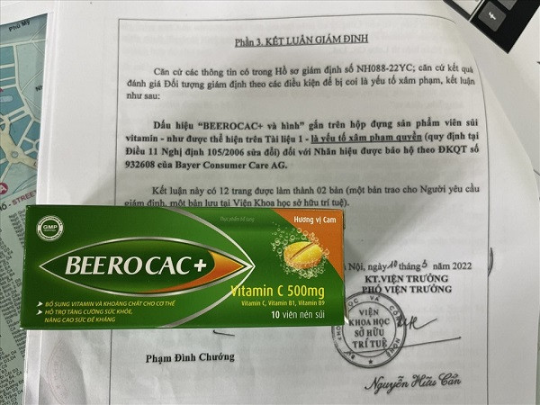 Kết luận giám định đối với những hộp Vitamin BEEROCAC+.