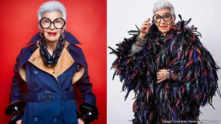 Iris Apfel là doanh nhân, nhà thiết kế nội thất và biểu tượng thời trang người Mỹ. Vào đầu năm ngoái, bà Iris ký hợp đồng với IMG Models - thuộc top những công ty quản lý người mẫu hàng đầu thế giới.