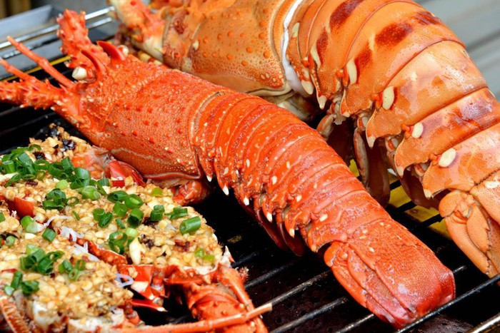 Tôm hùm đỏ còn có tên gọi khác là tôm hùm lửa bởi màu đỏ sậm rất đặc trưng của loài tôm vùng này. Tôm hùm đỏ Côn Đảo không to nhưng thịt cua rất dai, ngọt và săn chắc. Hải sản này có thể chế biến thành rất nhiều món khác nhau như sushi, hấp, gỏi, nướng hay làm cháo.