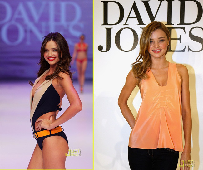 Miranda Kerr là người mẫu Australia đầu tiên quảng bá cho chiến dịch của VS và là gương mặt đại diện cho chuỗi cửa hàng thời trang David Jones của Australia.