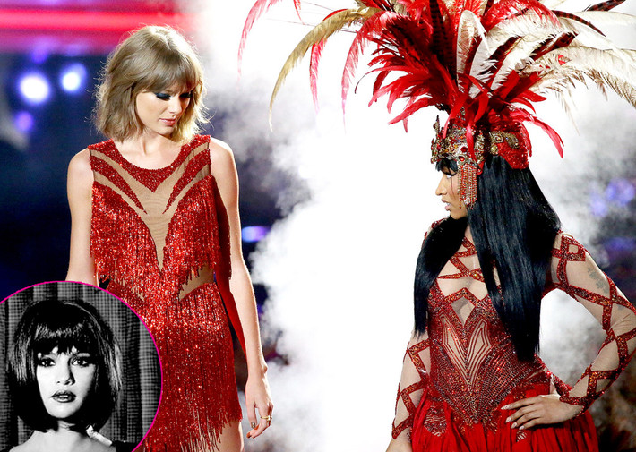 Năm 2015, Nicki Minaj lên tiếng về việc ca khúc Anaconda không dành giải Video hay nhất năm vì cô không phải là một cô gái da trắng mỏng mảnh. Swift lên tiếng phản bác: "Tôi luôn yêu mến và ủng hộ chị,nhưng thật buồn khi phụ nữ xúc phạm nhau như vậy". Minaj đính chính việc cô nói không có ý ám chỉ đến Swift, nhưng sau đó Perry cũng tham gia vào cuộc xung đột. Cô nói: "Thật nực cười khi một người (Swift) luôn chê trách người khác lại có thể nói câu đó".