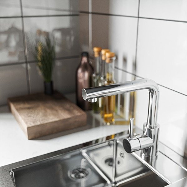Vòi và bồn rửa bằng inox dễ làm sạch.