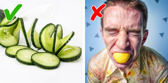 Một số người cho rằng chanh có thể làm cho răng trắng nhưng thực tế, nó lại làm hại men răng. Thực phẩm giúp trắng răng tự nhiên chính là dưa leo. Ảnh: Pixabay.