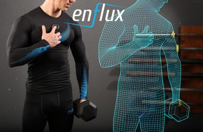 Bộ trang phục Enflux sẽ phân tích cơ thể của người thể dục và cung cấp hình ảnh 3D cho một kỹ sư số. Ảnh: Enflux. Ảnh: BS.