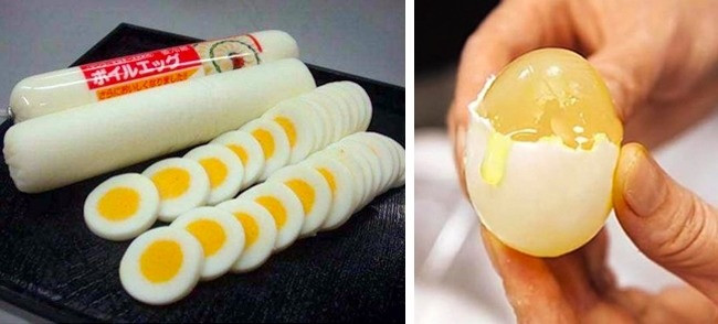 Một trong những thực phẩm giả bạn cần thận trọng khi mua là trứng. Trứng giả được làm bằng gelatin, màu thực phẩm nhân tạo, nước, vỏ sáp parafin, bột thạch cao, canxi cacbonat và những thứ khác. Ảnh: BS.