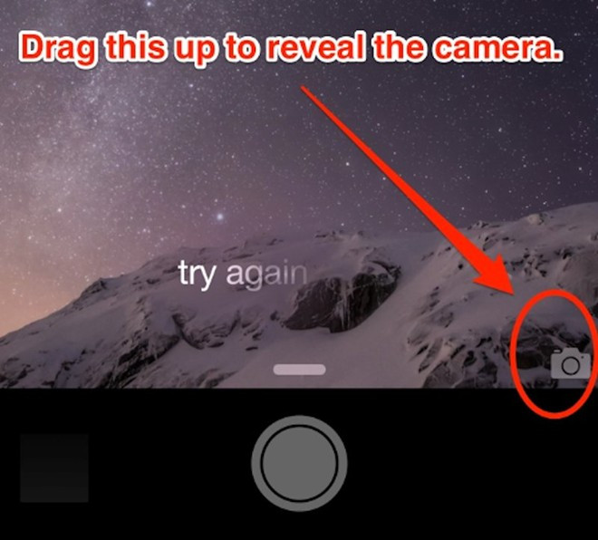 Nhanh chóng chụp ảnh mà không cần mở máy bằng cách vuốt biểu tượng camera ở góc dưới bên trái màn hình khóa lên.
