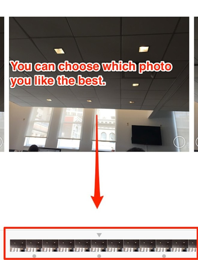 Chạm và giữ phím chụp trên màn hình để kích hoạt chế độ chụp ảnh liên tục Burst Mode, có thể chụp 10 ảnh/giây.
