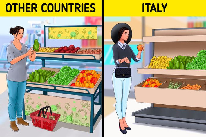 9. Luôn mặc thời trang, kể cả khi đi mua hàng tạp hóa: Ở Italia, cả nam và nữ đều tuân theo xu hướng thời trang và luôn ăn mặc sang trọng bất kể hoàn cảnh như thế nào. Ngay cả khi đến các cửa hàng tạp hóa, phụ nữ Italia ăn diện và quyến rũ. Ảnh: BS.