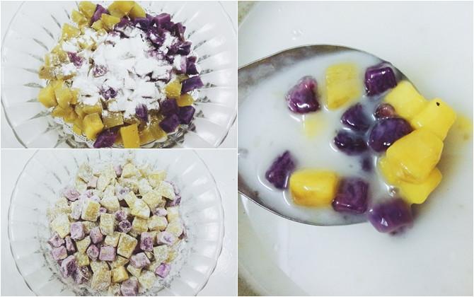 Chè khoai lang tím nước cốt dừa: Đây là món ăn giải nhiệt mùa hè được yêu thích ở miền Bắc. Chè khoai lang tím có màu tím thẫm sẽ ngon và thu hút hơn khi kèm với nước cốt dừa tươi thơm béo. Ảnh: Em đẹp.