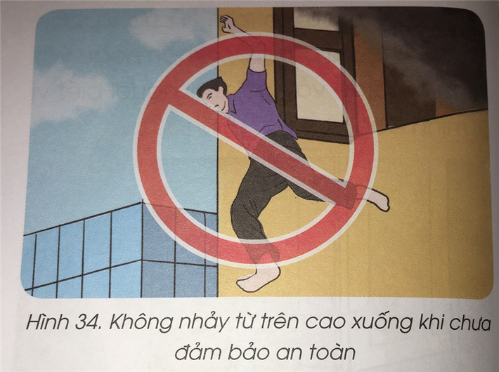 Trong tất cả các trường hợp tuyệt đối không vội vàng nhảy từ trên cao xuống dưới để thoát nạn khi chưa đảm bảo các điều kiện an toàn như đệm hơi hoặc một số phương tiện bảo hộ khác đã được lực lượng Cảnh sát phòng cháy, chữa cháy và cứu nạn, cứu hộ triển khai phía dưới. Bộ Công an lưu ý biện pháp nhảy từ trên cao xuống để thoát nạn là giải pháp cuối cùng và chỉ thực hiện khi đã suy xét kỹ và thấy rằng không còn phương án thoát nạn nào khác.