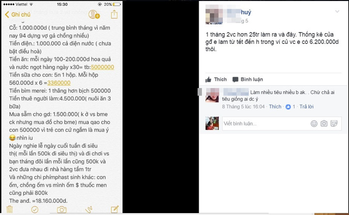 "1 tháng hai vợ chồng hơn 25 triệu làm ra và đây. Thống kê của gia đình em làm từ tết đến giờ trong ví của vợ chồng em còn 6.200.000 đồng thôi".
