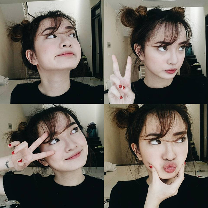 Kaity cũng thường xuyên chia sẻ các video hướng dẫn trang điểm theo phong cách Tây. Mặc dù sở hữu nét đẹp lai Tây cũng như sự nổi tiếng trên mạng của mình nhưng trong một bài phỏng vấn trên báo chí mới đây, cô gái 17 tuổi cho biết không muốn được gọi là hot girl. Cô nàng thích được biết đến với vai trò là một diễn viên. Ảnh: FBNV/Instagram.