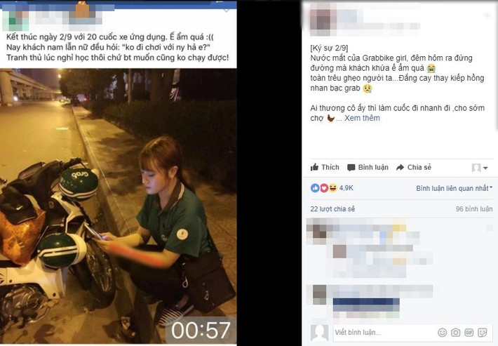 Cách đây không lâu, nữ tài xế Grabbike có tên tài khoản Trần Thùy Trang từng trở thành nhân vật được cư dân mạng truy lùng ráo riết khi sở hữu ngoại hình xinh đẹp như hot girl nhưng lại lựa chọn một công việc làm thêm được cho là khá nguy hiểm, vất vả và vốn được mặc định cho cánh mày râu. Ảnh chụp màn hình.