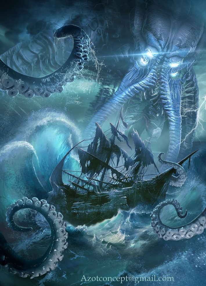 Quái vật Kraken thường trú ẩn ở rất sâu dưới đáy đại dương. Thỉnh thoảng, sinh vật to lớn giống bạch tuộc với chiều dài mỗi xúc tu từ vài chục cho tới hơn 100m.