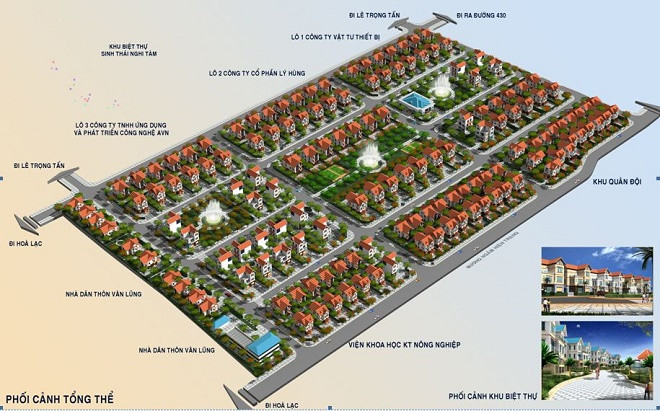 Phối cảnh dự án Khu biệt thự Hoa Phượng với hàng trăm căn biệt thự đẳng cấp. 
