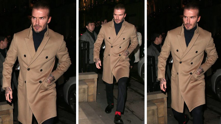Áo khoác dáng dài luôn là sự lựa chọn hàng đầu của Beckham trong những ngày thời tiết lạnh giá.