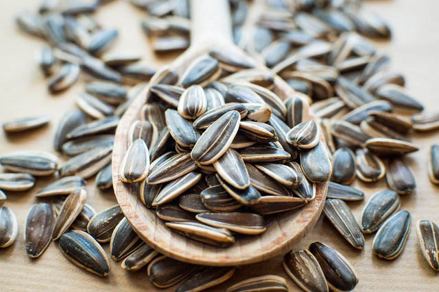 Hạt hướng dương có hàm lượng vitamin E cao, một chất chống oxy hoá có thể bảo vệ gan khỏi bị tổn thương thêm. Ngoài ra, chúng còn chứa chất béo lành mạnh giúp tăng cường sức khoẻ tim và sức khoẻ của não. Ảnh: Internet.