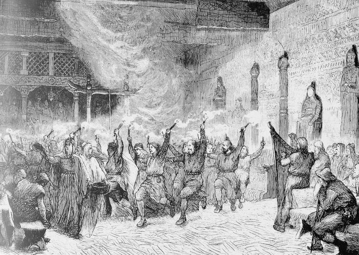 Điều rùng rợn, tàn bạo hơn đó là người Viking thực hiện nghi lễ hiến tế các nô lệ để chôn cất cùng chủ nhân sau khi họ qua đời. Kết quả một cuộc khai quật ở Flakstad, Nauy cho thấy nhiều ngôi mộ có 10 thi thể. Trong đó, một số thi hài bị chặt đầu.