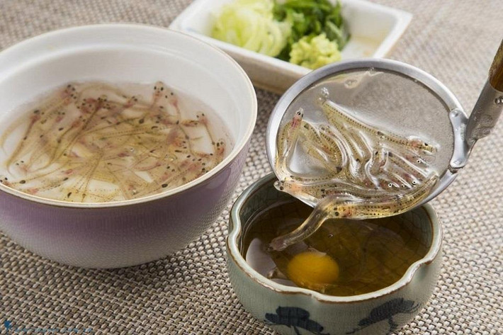 Shirouo no Odorigui: Đây là tên của những con cá non trong suốt. Loại cá này thường được ăn sống cùng với trứng và giấm. Món Shirouo no Odorigui được nhiều du khách thế giới đánh giá là món đặc sản ăn sống kinh dị trong ẩm thực Nhật Bản.