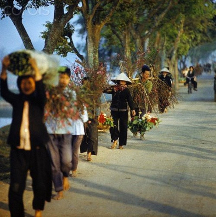 Người dân mang theo các sản phẩm trồng được tới bán tại phiên chợ ngày Tết.