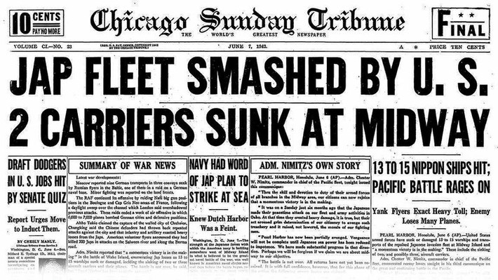 Sáu tháng sau khi quân Nhật Bản tấn công Trân Chân Cảng, ngày 7/6/1942, tờ Chicago Sunday Tribune đăng tải bài viết gây xôn xao dư luận về những thông tin mật của trận Midway giữa Mỹ với Nhật Bản.