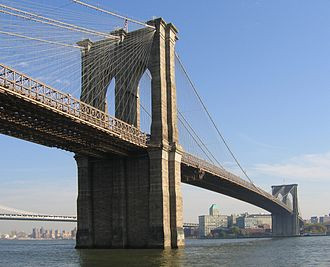Cầu Brooklyn trở thành cây cầu treo dài nhất thế giới sau khi hoàn thành với chiều dài phần thân lên tới 486m.