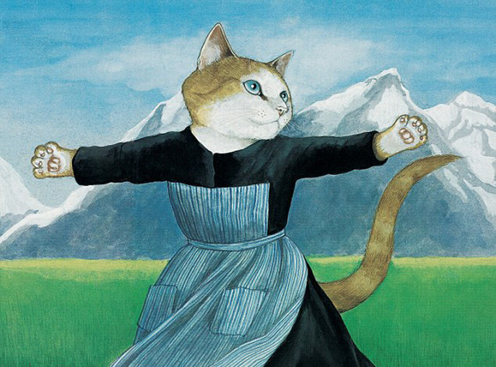 Mèo hóa thân thành diễn viên Julie Andrews, nhân vật chính của bộ phim nổi tiếng The Sound of Music - Giai điệu hạnh phúc.
