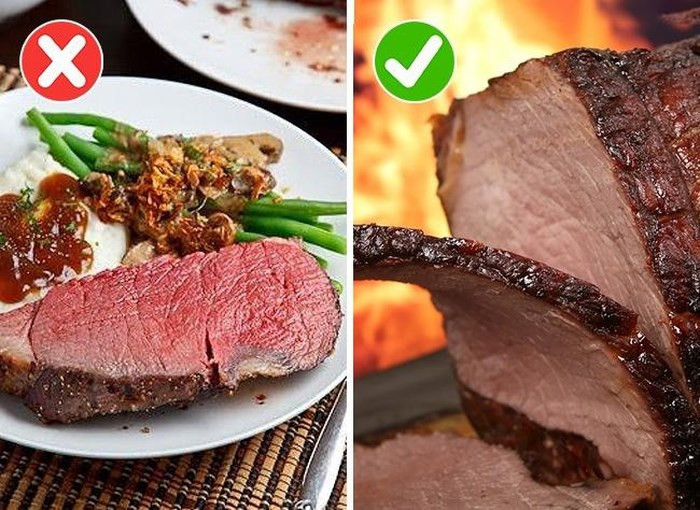 2. Thịt chín tái Nhiệt độ để nấu được những miếng thịt tái ngon lành là dưới 71 độ C. Tuy nhiên, nhiệt độ này không thể tiêu diệt được hết những vi khuẩn có trong thịt, ví dụ như E.coli hay salmonella. Cách tốt nhất bạn nên nấu chín thịt để giữ được đủ chất dinh dưỡng, hơn nữa còn an toàn vệ sinh thực phẩm.