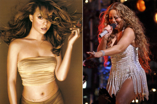 So với thời của hơn 20 năm về trước, Mariah Carey thay đổi ngoại hình ghê gớm vì quá tăng cân. Ảnh: Internet
