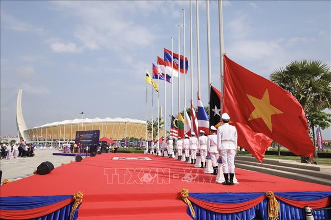 Quang cảnh Lễ thượng cờ SEA Games 32. Ảnh: Minh Quyết/TTXVN.
