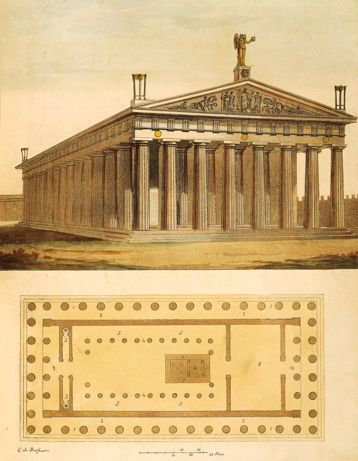 Theo các ghi chép lịch sử, đền Parthenon được xây dựng trong 9 năm từ năm 447 trước Công nguyên. Các nghệ nhân tiến hành trang trí, hoàn thành các tác phẩm điêu khắc bố trí bên trong đền Parthenon trong 10 năm tiếp theo.