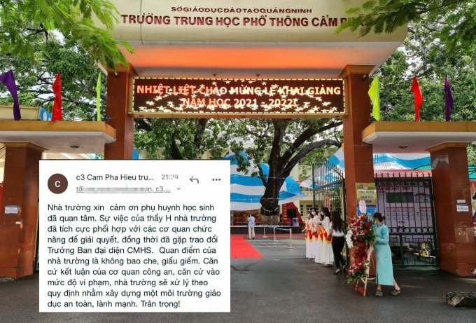 Thầy giáo bị tố "gạ tình" học sinh: Lãnh đạo Trường THPT Cẩm Phả (tỉnh Quảng Ninh) cho biết đã tiếp nhận thông tin tố cáo thầy giáo của trường có hành vi nhắn tin nhạy cảm với học sinh và đang phối hợp với cơ quan chức năng để xác minh thêm.