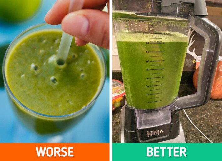7. Nước ép rau xanh mua ở cửa hàng: Xu hướng nước detox xanh lấy cảm hứng từ người nổi tiếng đang được nhiều người thực hiện. Nhưng các chuyên gia dinh dưỡng lại nghi ngờ về tác dụng của loại nước ép bán ở các cửa hàng. Tốt nhất, bạn nên tự ép nước rau xanh tại nhà.