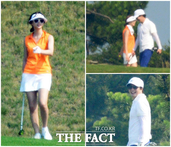 Ngày 29/7, các tay săn ảnh của The Fact đã chụp được cảnh hai vợ chồng Bae Yong Joon đang chơi golf cùng bạn bè trong khu vực resort.