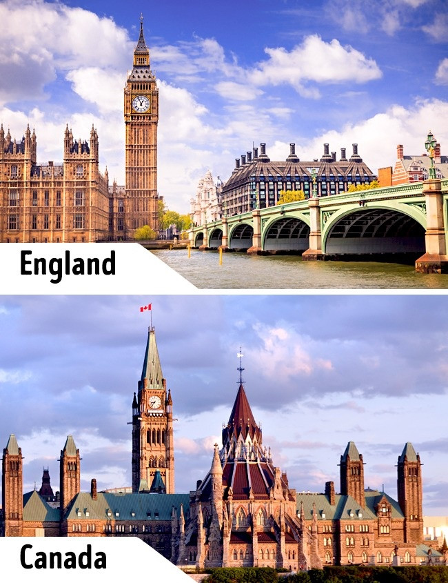 Tháp đồng hồ Big Ben ở Anh nổi tiếng thế giới và là một trong những biểu tượng của thủ đô London. Đất nước Canada có một công trình kiến trúc giống tháp đồng hồ Big Ben là tháp Hòa Bình trên Parliament Hill ở Ottawa.