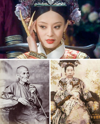 Móng dài, người Trung Quốc cổ đại. Móng tay này tượng trưng cho sự giàu có và nhàn rỗi Mọi người cũng nghĩ rằng nói chuyện với các vị thần sẽ dễ dàng hơn theo cách này.